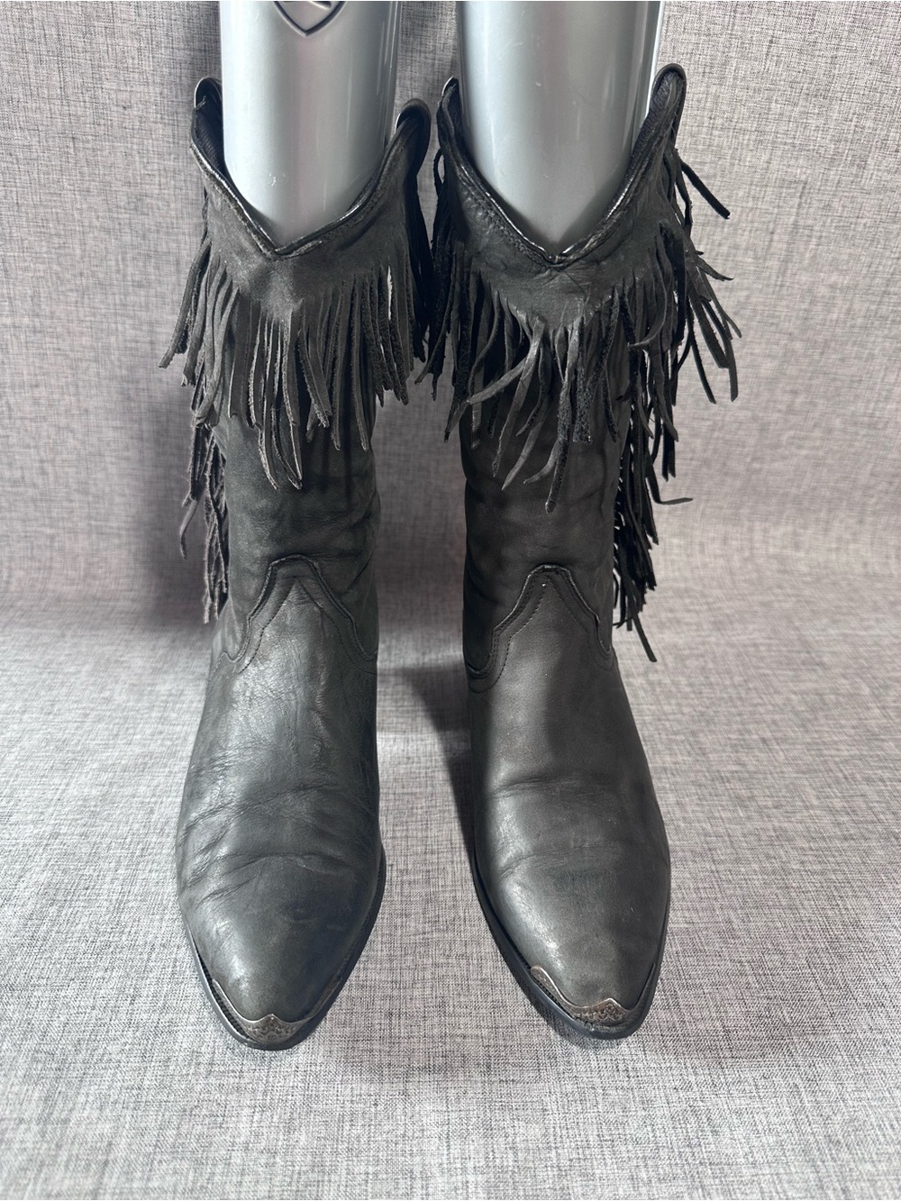VINTAGE ACME Women’s Black Fringe Western Boots